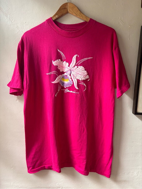 Other - Vintage Hawaii Tee Shirt Hot Pink with Puffy Flower Size XL